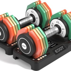 Adjustable Dumbbells Set/Single, 12.5LB/22.5LB/55LB 5 in 1 Free Adjustable Dumbbell Set with Anti-Slip Handle & Rainbow-colored Weight Plates for Home