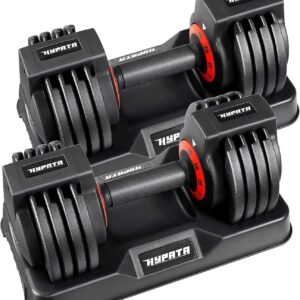 HYPATA 25/55 lbs Pair Adjustable Dumbbell Set, Adjust Dumbbell Weight for Exercises Pair Dumbbells for Men and Women in Hom
